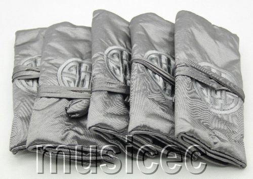 Brand-New 5PCS gray Chinese Silk Zipper bags pouches roll T389A10