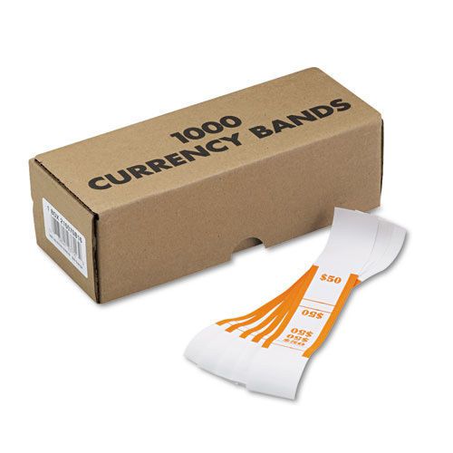 Currency straps self sealing $50 value white/orange 1000/box for sale