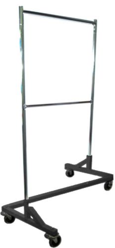 Small 4&#039; foot 2 bar heavy duty rolling z rack garment clothes rack chrome black for sale