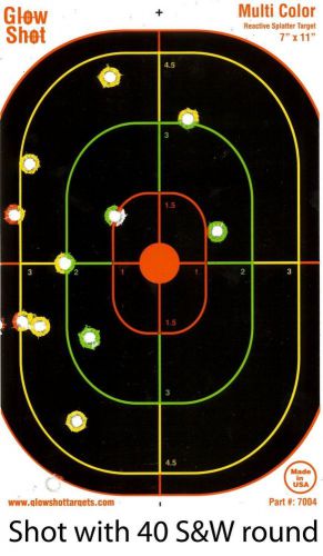 Glow Shot Oval 7&#034;x11&#034; Hard Card Reactive Shooting Targets 10 Pack, Multi Colour