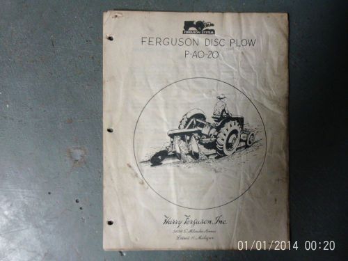 Ferguson PAO20 disc plow operators manual