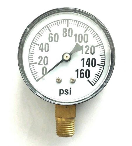 Valley Industries Air Pressure Gauge 2-1/2&#034; Dial Lower Mount 0-160 PSI 1/4&#034; MNPT