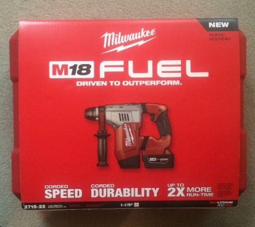 Milwaukee m18 fuel 18v li-ion 1-1/8&#034; sds plus rotary hammer kit 2715-22 new for sale