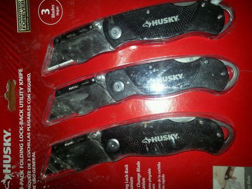 Husky 3-pack folding lock- bqck utility knife