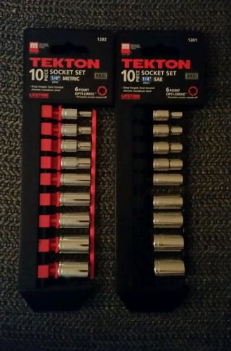 New tekton 1201 and 1202 1/4 in. drive socket set 18 sockets sae and mm for sale