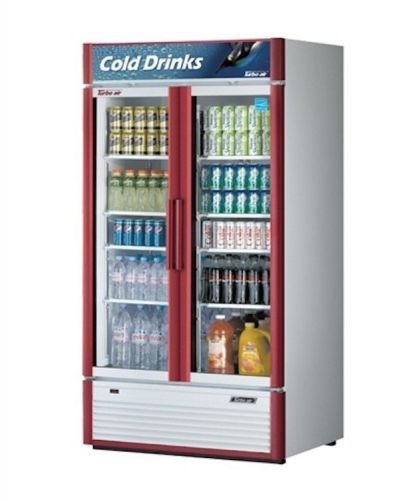 New turbo air 37 cu ft super deluxe 2 glass swing door merchandiser refrigerator for sale