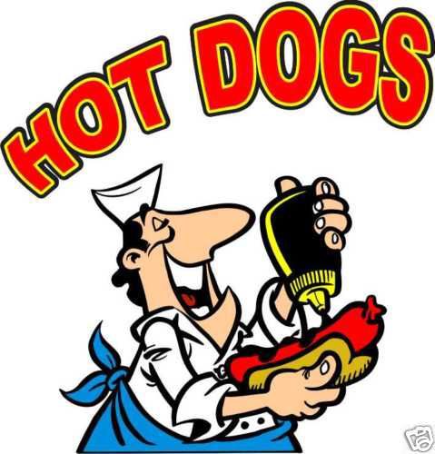 Concession Hot Dogs Cart Food Vendor Menu Decal 14&#034;