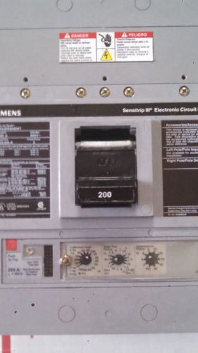 Siemens circuit breaker 200 amp 600v 3 pole shjd69200nt for sale