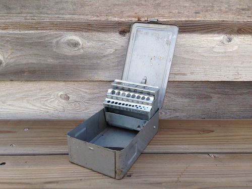 Vintage Metal Drill Bit Case / Holder - Toolbox