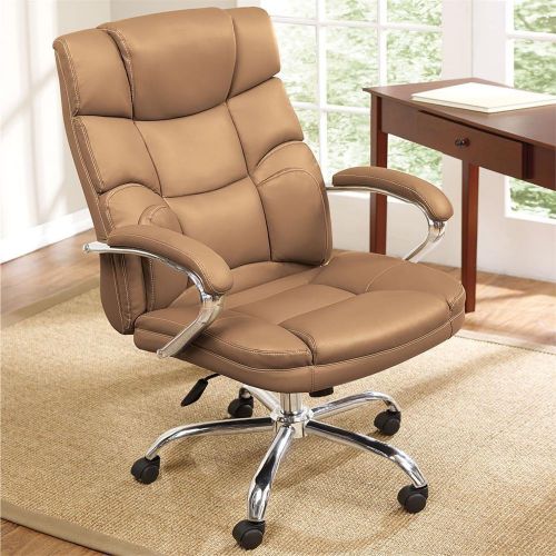 Plus Size Extra Wide Tufted Executive Chair / Camel/ supports 450 lbs