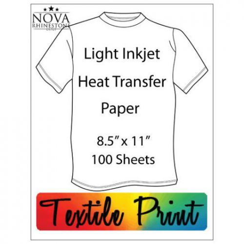 New inkjet iron-on heat transfer paper, for light fabric,100 sheets - 8.5&#034; x 11&#034; for sale