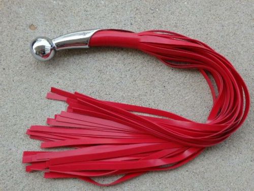 NEW HEAVY EMPEROR RED SILICONE Flogger Metal Handle - Great Horse Training Whip
