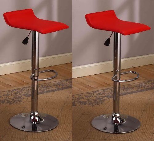 Air Lift Adjustable Bar Stool (2 Pack) in Red