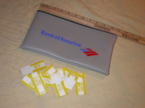 Bank of America 10.5&#034;x6&#034; Money Deposit Bag Zipper Gray $1000 dollar bill straps
