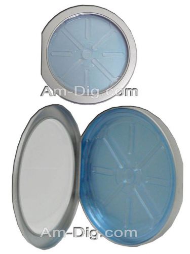 Am-Dig Tin CD/DVD Case D-Shape with Hinge &amp; Window Blue Tray 100 Pack - JCT20100