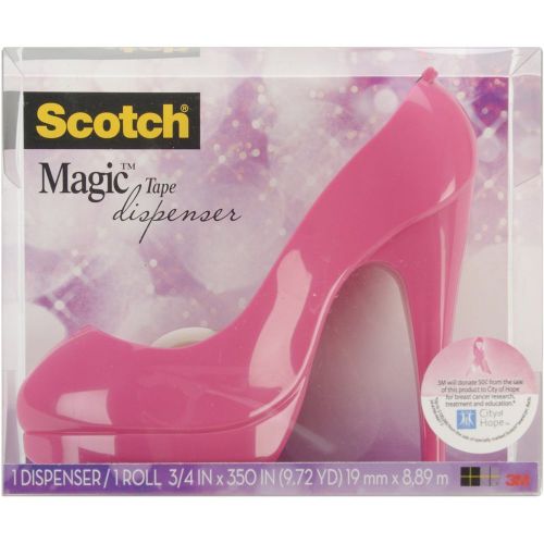 Scotch Shoe Dispenser with Magic Tape,  3/4 x 350 Inches Pink High Heels NEW