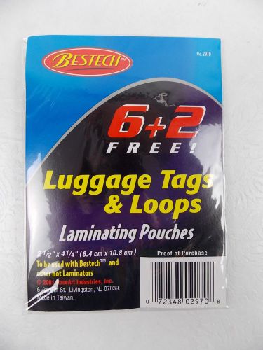 Luggage Tag Laminating Pouches &amp; Loops Six 8 Packs = 48 Pouches Bestech Rose Art