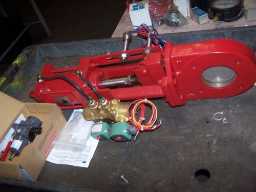 New red valve / asco 3&#034; pneumatic actuated knife gate valve for sale
