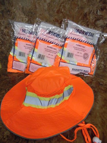 3 PACK IRONWEAR BOONEY HATS - SAFETY ORANGE SIZE L / XL - NEW IN SEALED PACKAGE