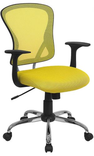 Mid-Back Yellow Mesh Office Chair with Chrome Finished Base (MF-H-8369F-YEL-GG)