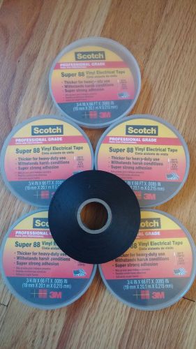 (5 rolls) new! 3m scotch super 88 vinyl electrical tape 3/4&#034; x 66&#039; for sale