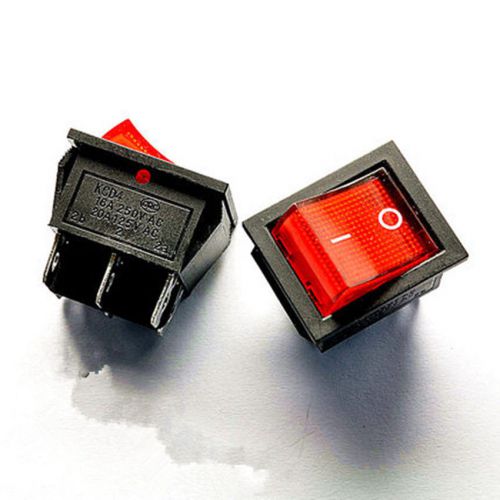 5PCS 2 files 6 Pin Large-scale rocker switch power switch 16A 250V Red LED