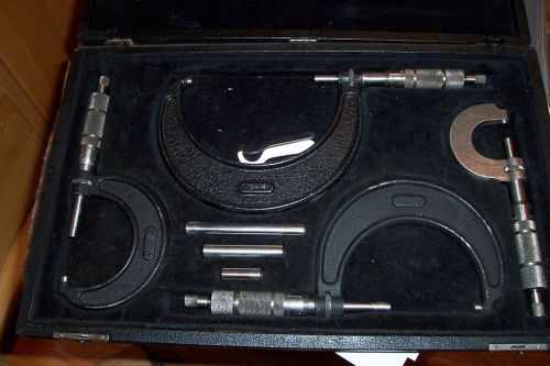 CENTRAL TOOL CO. 4 PIECE MICROMETER SET IN ORIGINAL CASE