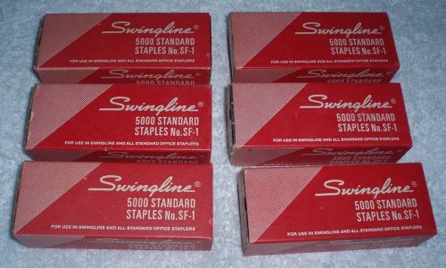 Lot 6 Boxes Vintage Swingline Staples No. SF-1 Standard Staples 5000 per box.