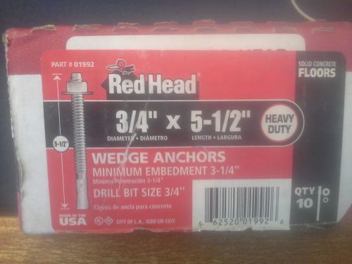Red Head Wedge anchors pack of 10 3/4 x 5 1/2