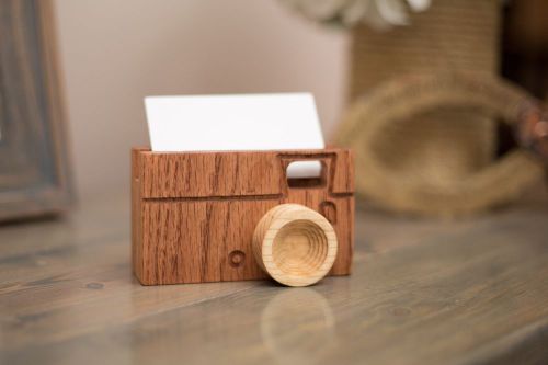 Business Card Stand / Camera / Wood