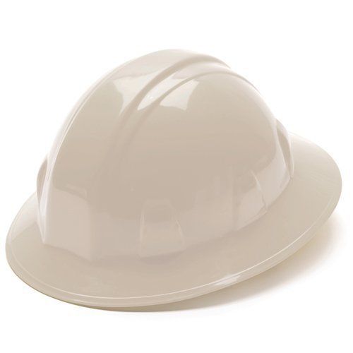 New pyramex white full brim style 4 point ratchet suspension hard hat for sale