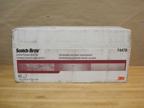 3M 7447B Scotch-Brite Hand Pads, 6&#034; x 9&#034;, Very Fine Grade,  Box of 60      |(2A)