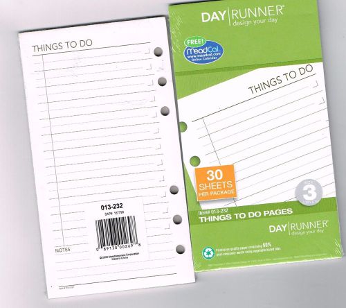 013-232 Day Runner Things To Do Pages. Page Size 3 3/4&#034; x 6 3/4&#034;