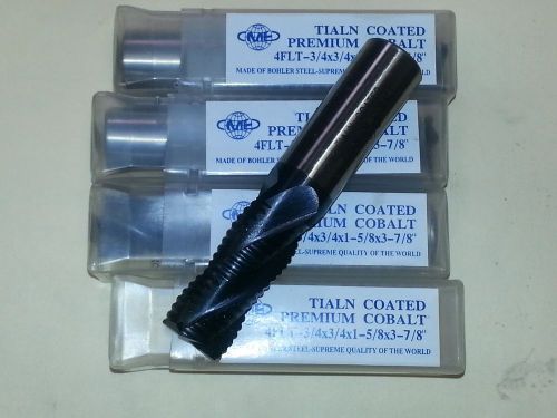 (4PC) TIALN Coated 3/4&#034; x 1-5/8&#034; Cobalt Roughing End Mills mill center cutting