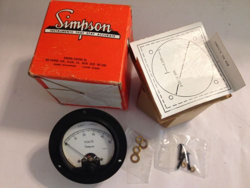 BRAND NEW OLD STOCK Round Simpson Electric Volts Meter 0-50 volts Vintage