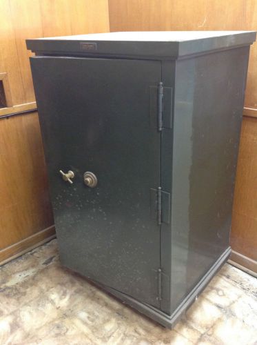 ANTIQUE SAFE CABINET LARGE HEAVY ON CASTERS FIREPROOF INDUSTRIAL