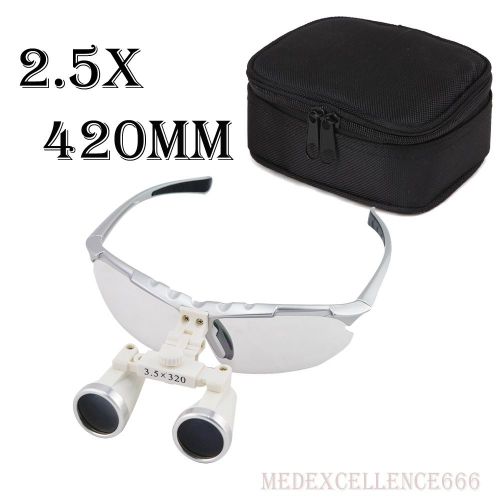 Dental Surgical medical Binocular Optical Glass Loupes 2.5X 420mm + zipper case