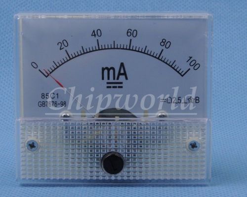 85C1 DC Ammeter Head Pointer 100MA Mounting Head Current Measuring Panel Meter w
