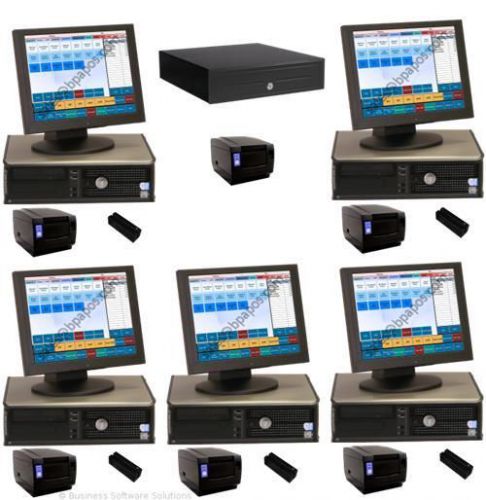 5 stn restaurant touch screen pos system &amp; software for sale