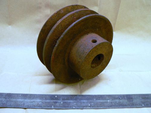 Steel motor dual pulley wheel 2-1/2&#034; thick 1&#034; diameter bore hole 4-5/8&#034; wide for sale