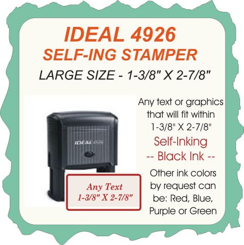 Ideal 4926 with any text that fits, Self Inking Rubber Stamp 4926 Black