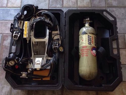 Scott 4.5 scba air pack carbon 45 min 4500 psi cylinder regulator &amp; case fireman for sale