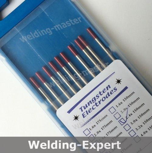 Red Tip 2% Thoriated  Tungsten Electrode WT20 2.4mmX150mm for TIG Welding 10PK