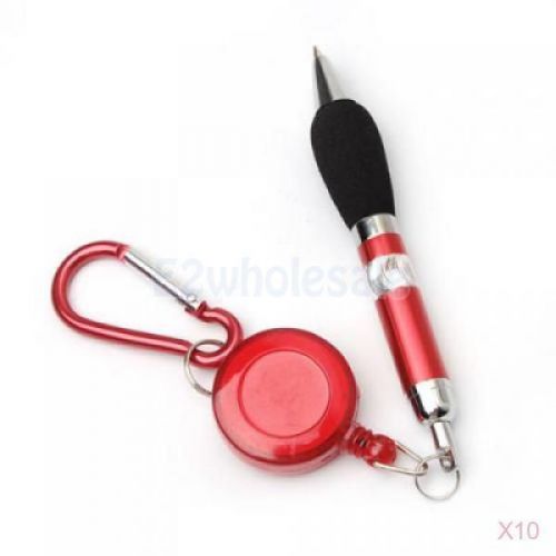 10x Golf Scoring Retractable Badge Reel Pen Belt Carabiner Clip Key Ring Red