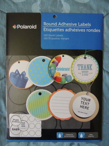Polaroid - 160 LABELS Inkjet 2&#034; ROUND Adhesive Labels Print-Your-Own