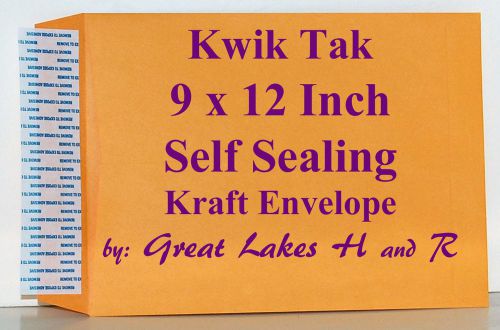48 Kwik Tak® Catalog Style Golden Kraft Peel n stick 9 x 12 Inch Envelopes