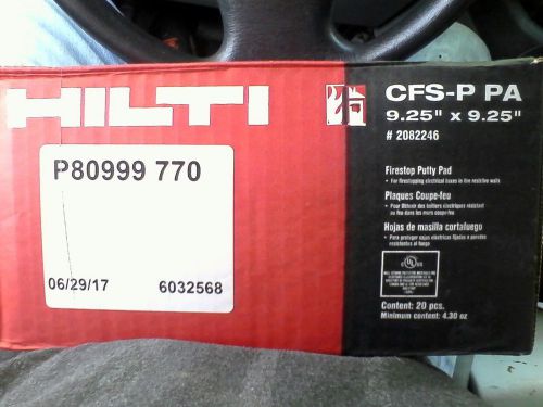 New Hilti Firestop Putty Pad CFS-P PA 9.25&#034; X 9.25&#034; Fire Stop - Sealed In Box.