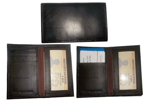 Slim business credit card id card case, brown 4 card holder, brand new lot of 3 for sale
