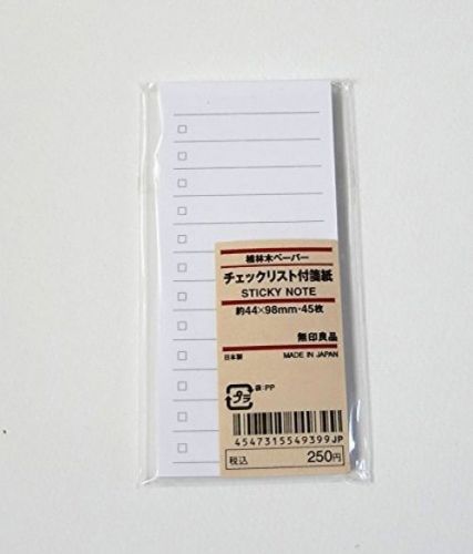 Muji Japan Checklist Sticky Notes 45 Sheets