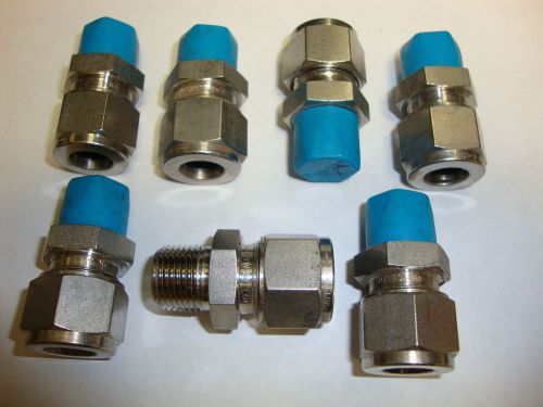 (7) new swagelok ss-810-1-6rt 1/2&#034; tube o.d. x 3/8&#034; male iso tapered fittings for sale